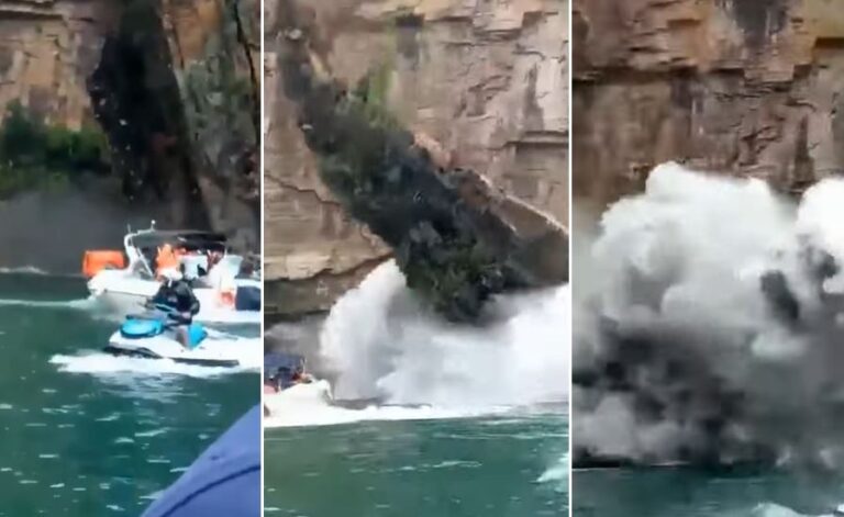 UZNEMIRUJUĆI VIDEO! Najmanje šest osoba poginulo kada se ogromna stijena odlomila i pala točno na čamce pune ljudi